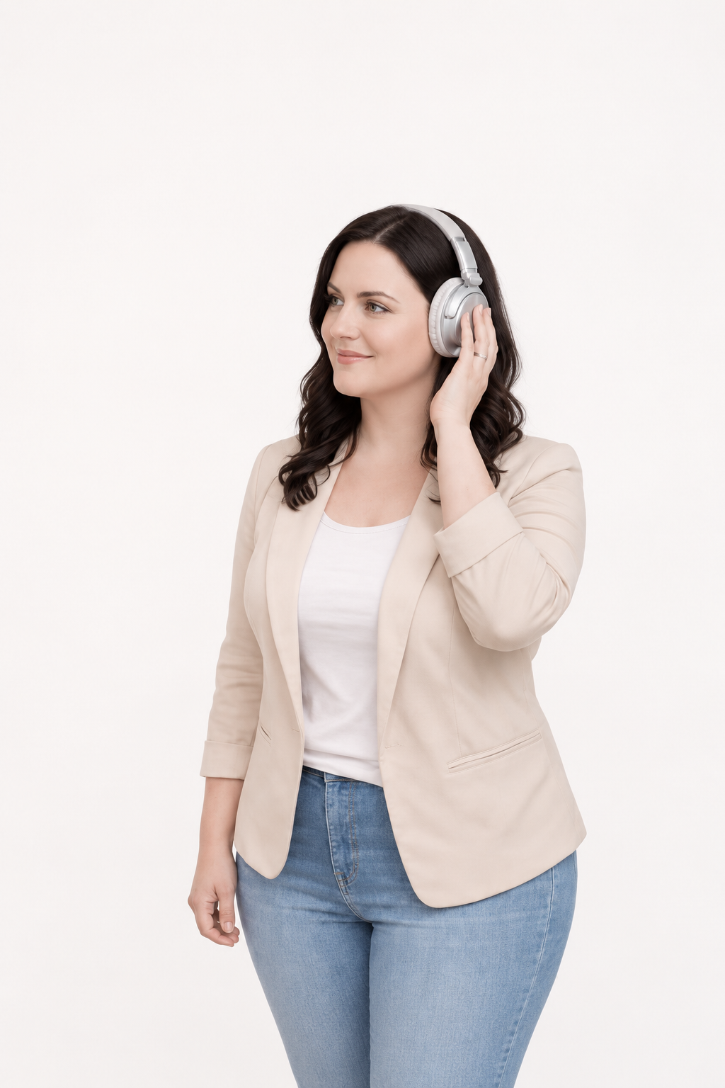 Karlie Henderson wearing headphones